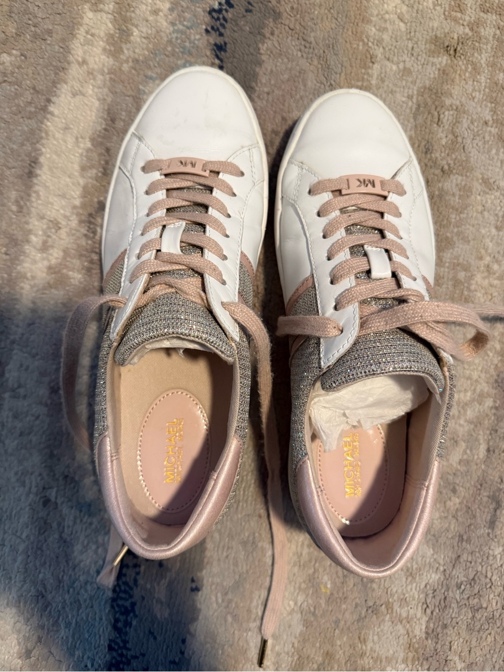 Michael Kors Keaton Stripe Sneakers Glitter Chain Mesh